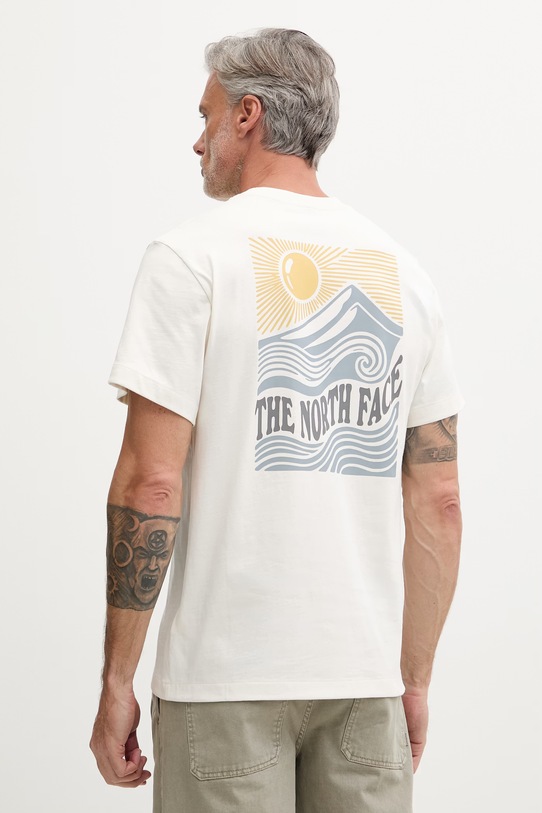 The North Face T-shirt męski bawełniany MOUNTAIN ESCAPE beżowy NF0A8GB1QLI1
