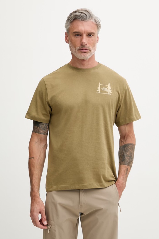 Odzież The North Face T-shirt męski bawełniany CAMPING RELAXED NF0A8GQM2EL1 zielony