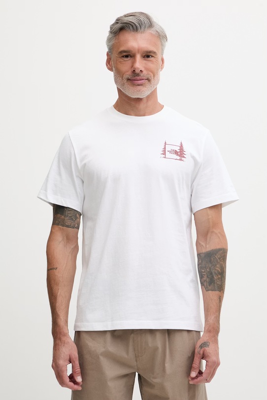 Odzież The North Face T-shirt męski bawełniany CAMPING RELAXED NF0A8GQMFN41 biały