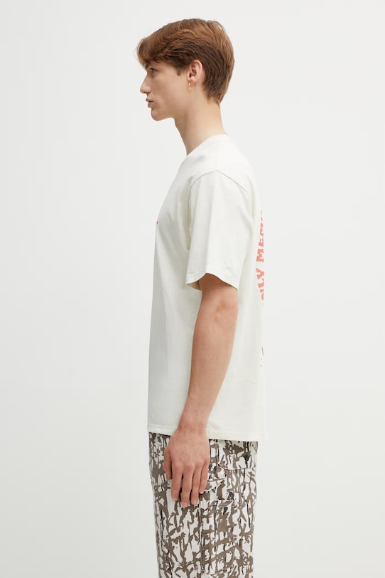 Gramicci FOOTPRINTS TEE PIGMENT DYED t-shirt basic bawełniany męski G6SU.T119. beżowy SS26