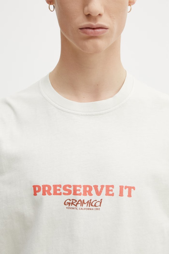 Gramicci FOOTPRINTS TEE PIGMENT DYED t-shirt basic bawełniany męski beżowy G6SU.T119.