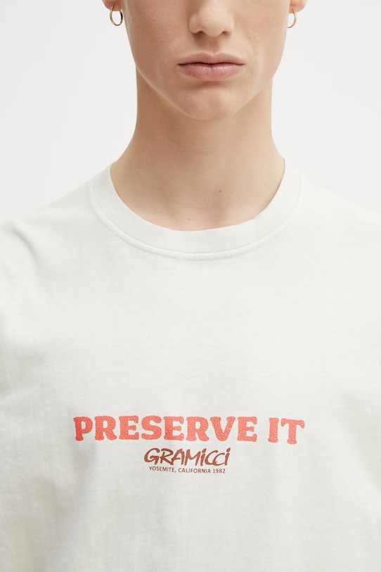 Gramicci FOOTPRINTS TEE PIGMENT DYED t-shirt basic bawełniany męski beżowy G6SU.T119.