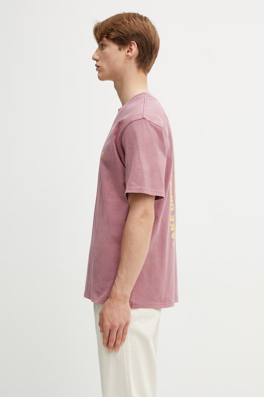 Gramicci FOOTPRINTS TEE PIGMENT DYED t-shirt basic bawełniany męski G6SU.T119. różowy SS26