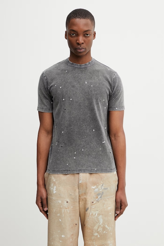 BEAMS T-shirt męski bawełniany z elastanem szary 1104.1430.139