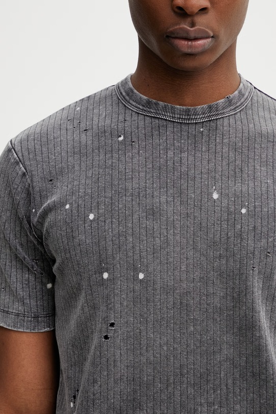 BEAMS T-shirt męski bawełniany z elastanem szary 1104.1430.139