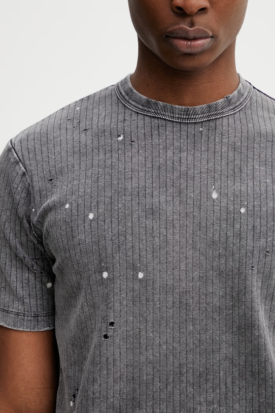 BEAMS T-shirt męski bawełniany z elastanem szary 1104.1430.139