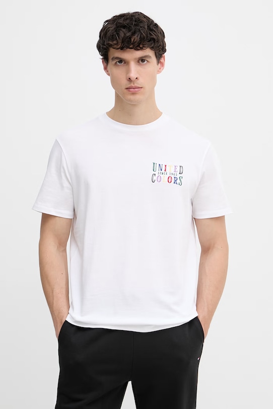 United Colors of Benetton T-shirt męski bawełniany biały 3UWFU10BV
