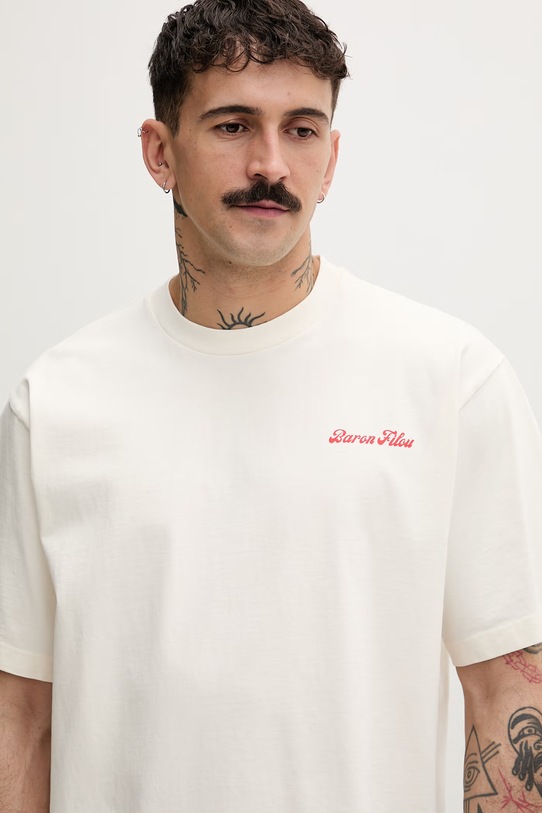 Baron Filou t-shirt ανδρικό βαμβακερό LOBSTER GANG μπεζ 000014997