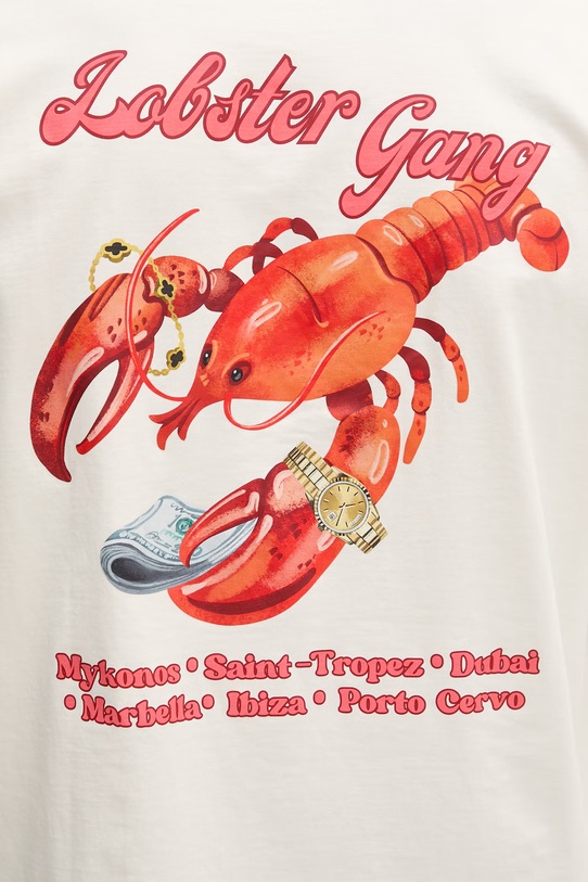Baron Filou t-shirt ανδρικό βαμβακερό LOBSTER GANG 000014997 μπεζ