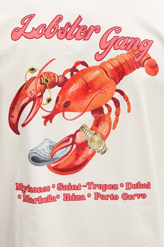 Baron Filou t-shirt ανδρικό βαμβακερό LOBSTER GANG 000014997 μπεζ