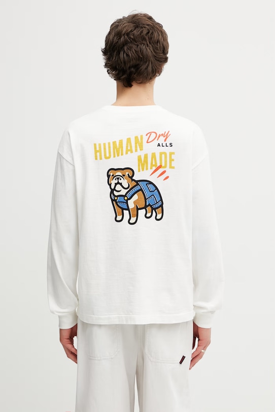 Human Made longsleeve bawełniany męski biały HM31CS037