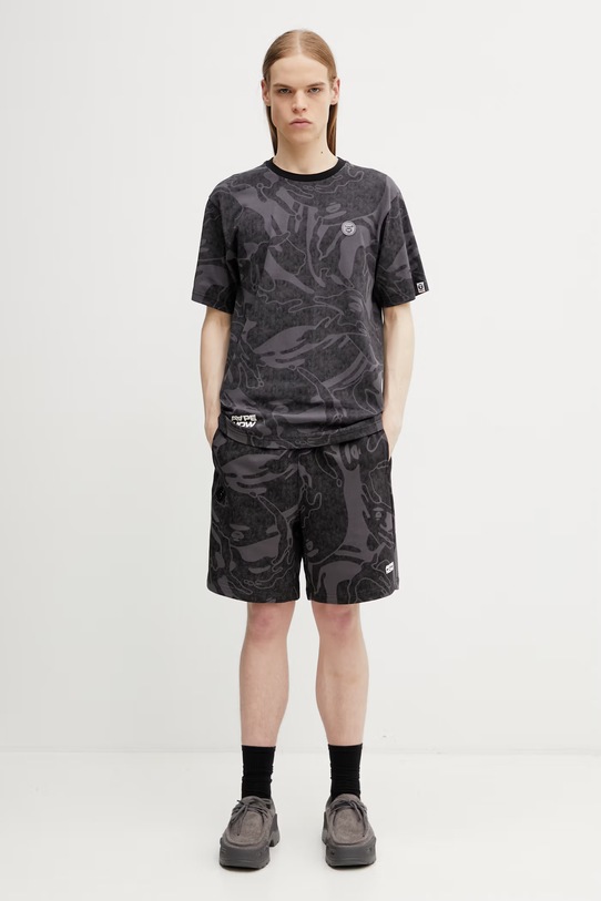 AAPE T-shirt bawełniany męski AAPTEM1812XXQ czarny