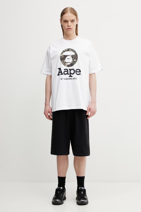 AAPE T-shirt męski bawełniany AAPTEM1640XXQ biały