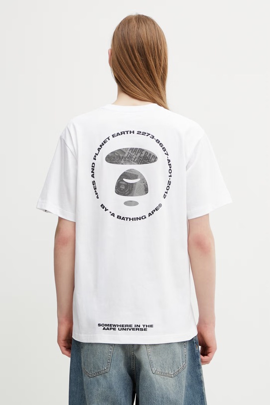 Odzież AAPE T-shirt bawełniany męski AAPTEM1841XXQ biały