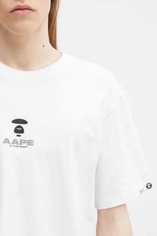 AAPE T-shirt bawełniany męski biały AAPTEM1841XXQ
