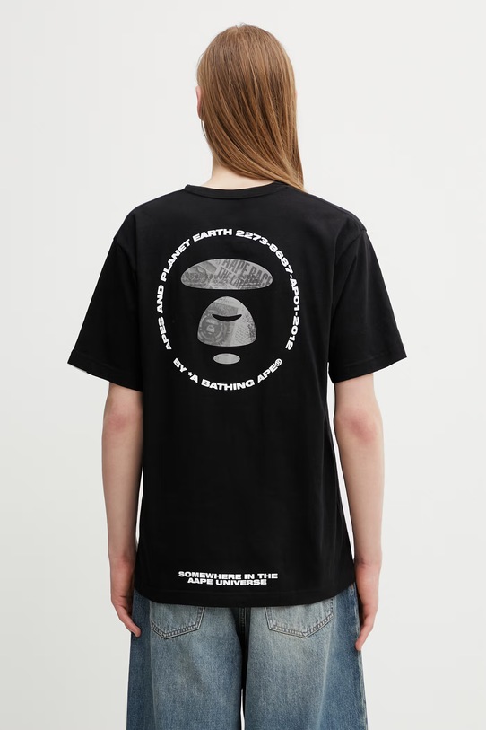AAPE T-shirt męski bawełniany czarny AAPTEM1841XXQ