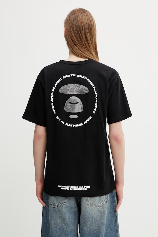 AAPE T-shirt męski bawełniany czarny AAPTEM1841XXQ