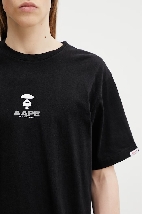 AAPE T-shirt męski bawełniany czarny AAPTEM1841XXQ
