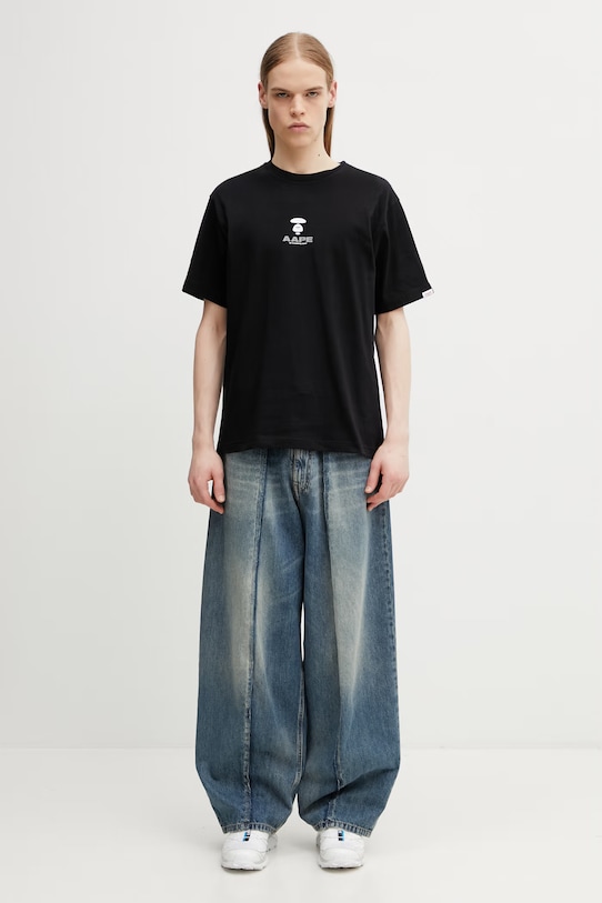 AAPE T-shirt męski bawełniany AAPTEM1841XXQ czarny