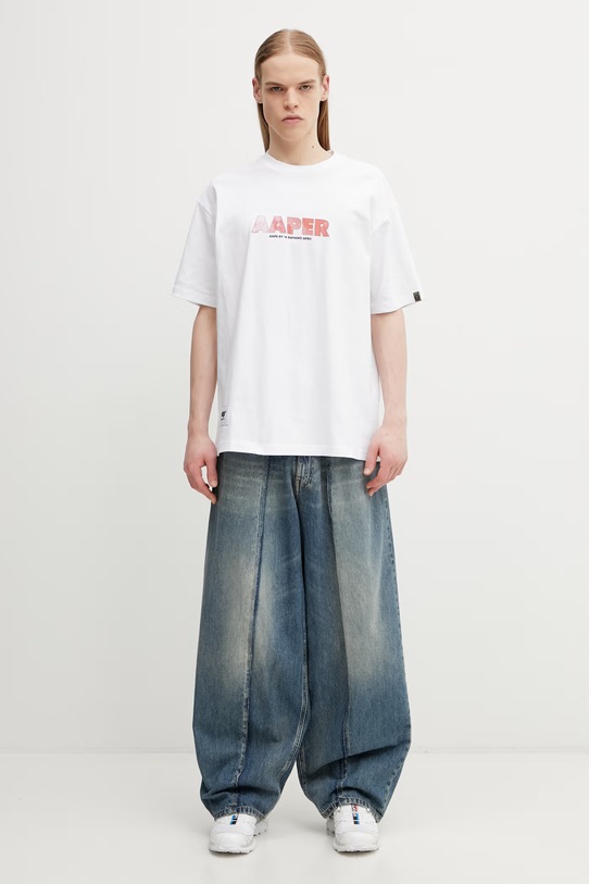 AAPE T-shirt męski bawełniany AAPTEM1821XXQ biały