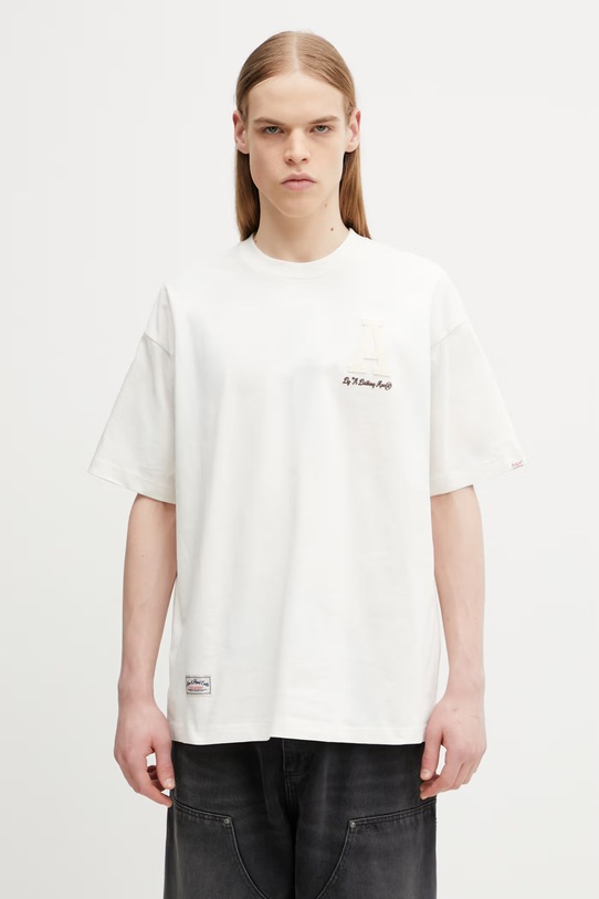 AAPE T-shirt bawełniany męski beżowy AAPTEM1847XXQ