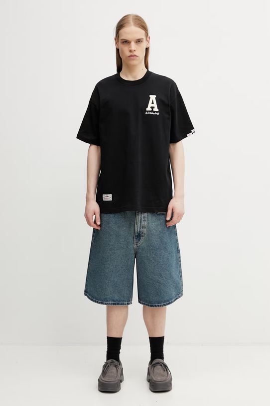 AAPE T-shirt bawełniany męski AAPTEM1847XXQ czarny
