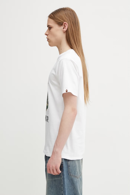 A Bathing Ape Abc Camo T-shirt bawełniany męski 0ZXTEM005101Q biały SS26
