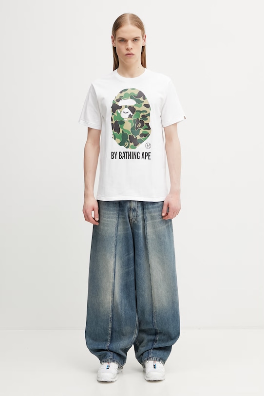 A Bathing Ape Abc Camo T-shirt bawełniany męski 0ZXTEM005101Q biały