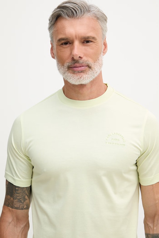 Karl Lagerfeld тениска мъжка от памук зелен 562200.755401