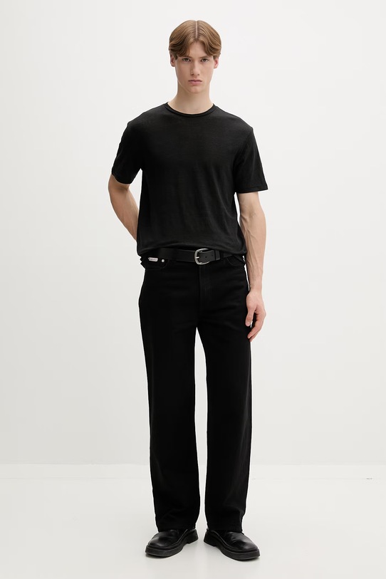 rag & bone T-shirt męski lniany RF2126ST2LM czarny SS26