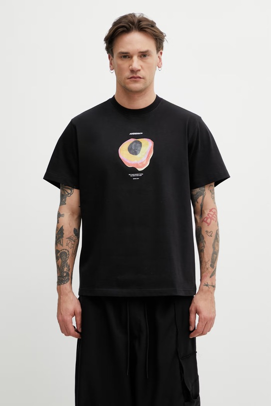 Ader Error T-shirt z bawełną męski czarny BN01FWTS0111BK