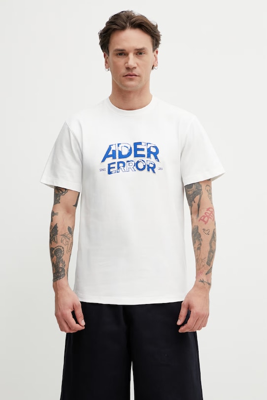 Ader Error tričko s bavlnou pánske biela BN25FYTS0101OW