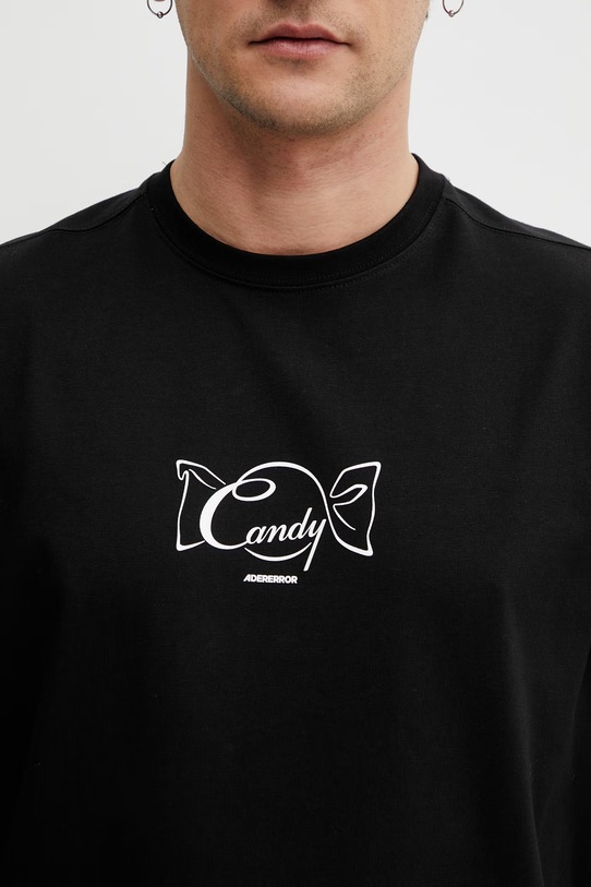 Ader Error T-shirt bawełniany męski czarny BP01SSTS0109BK