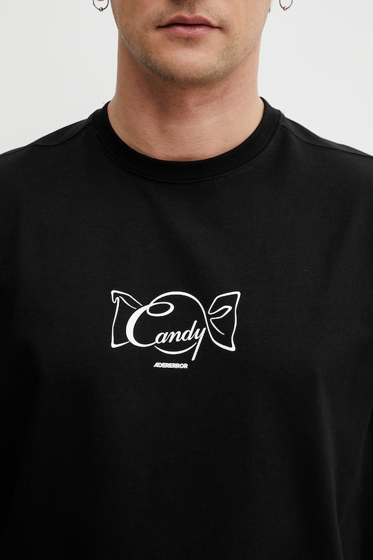 Ader Error T-shirt bawełniany męski czarny BP01SSTS0109BK