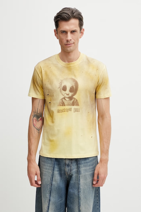 Andersson Bell Alien Machinery T-shirt bawełniany męski zielony atb1583u