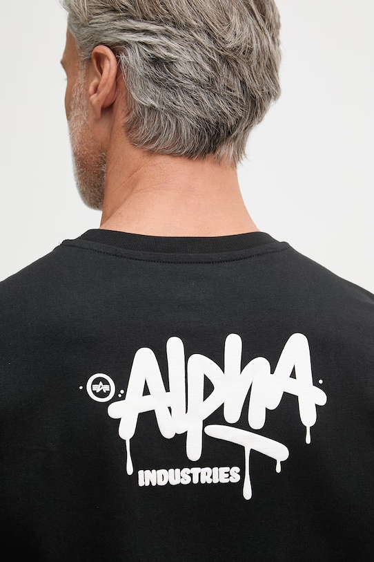 Alpha Industries T-shirt męski bawełniany Signature 266554 czarny