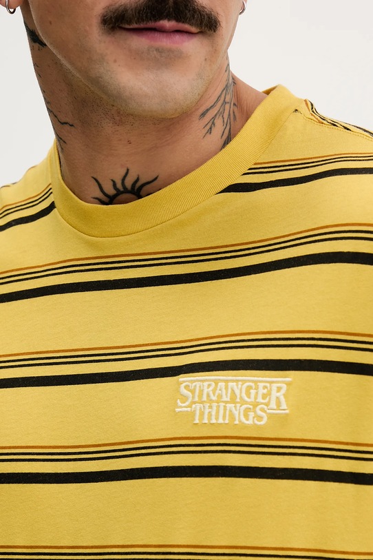 United Colors of Benetton t-shirt bawełniany x Stranger Things 3LQMU10BC żółty