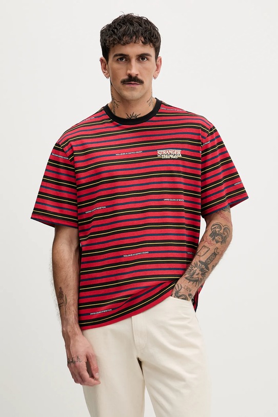 Βαμβακερό μπλουζάκι United Colors of Benetton x Stranger Things βαμβάκι κόκκινο 3LQMU10BC