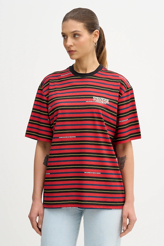 Βαμβακερό μπλουζάκι United Colors of Benetton x Stranger Things 3LQMU10BC κόκκινο SS26