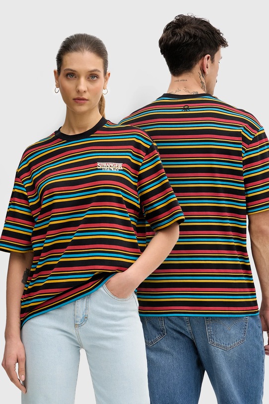 United Colors of Benetton pamut póló x Stranger Things 3LQMU10BC fekete SS26