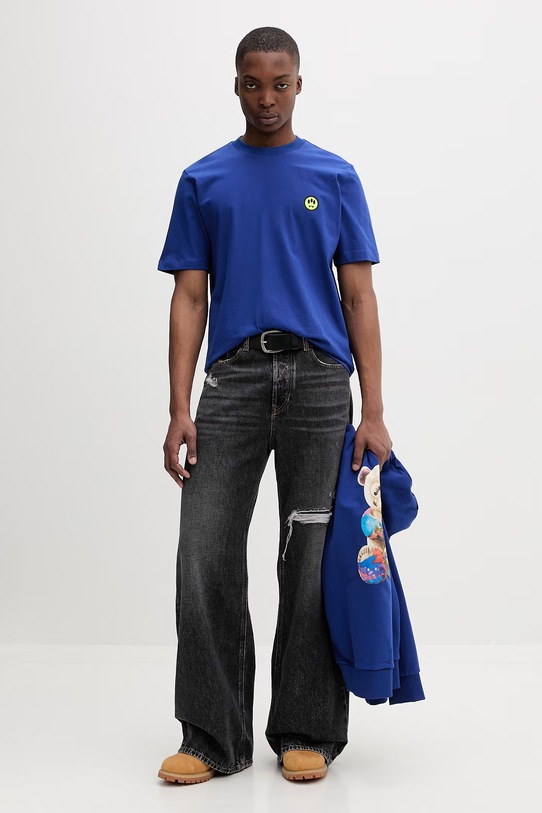 Barrow T-shirt basic damski bawełniany S6BWUATH003 granatowy SS26