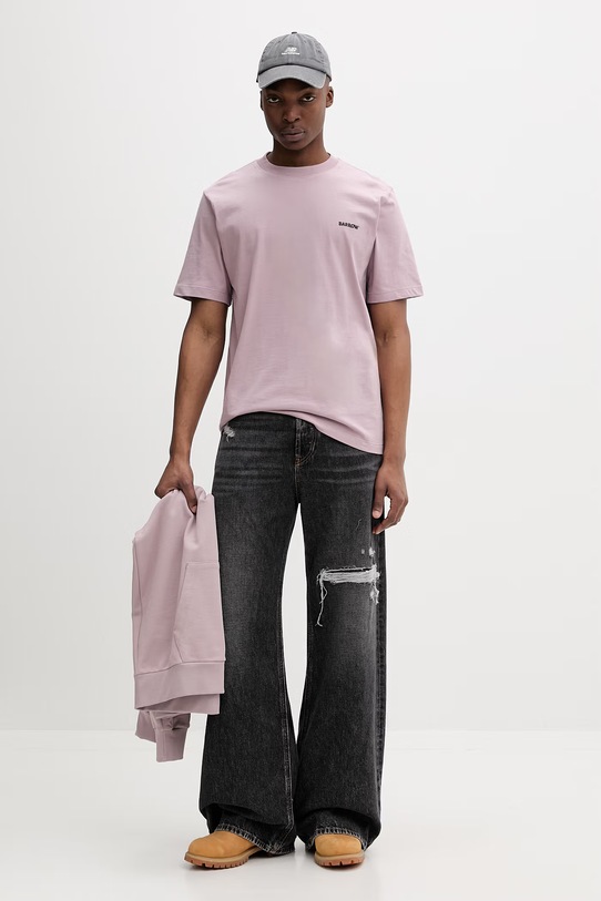 Barrow T-shirt basic damski bawełniany S6BWUATH010 różowy SS26