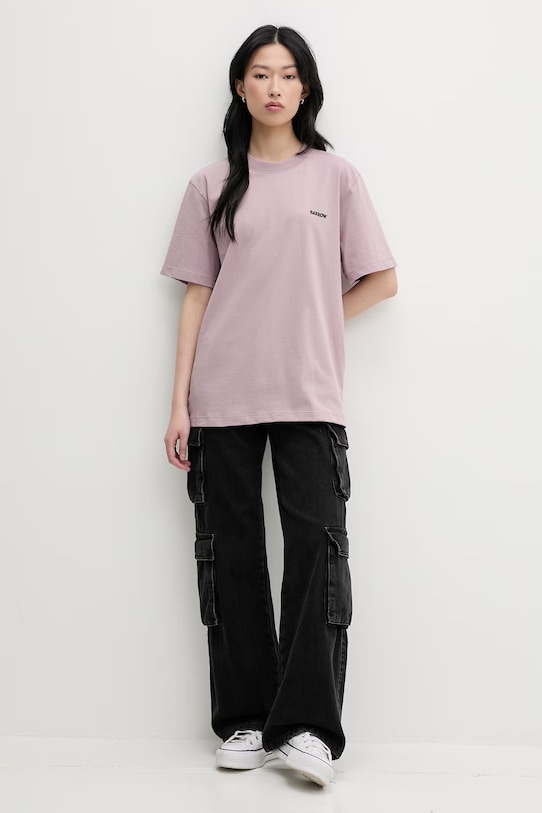 Barrow T-shirt bawełniany S6BWUATH010 różowy SS26