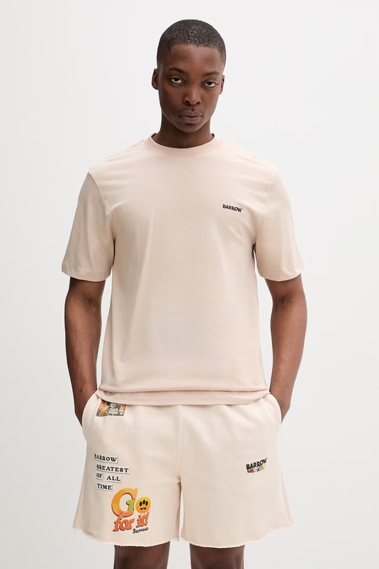 Barrow T-shirt basic damski bawełniany beżowy S6BWUATH010