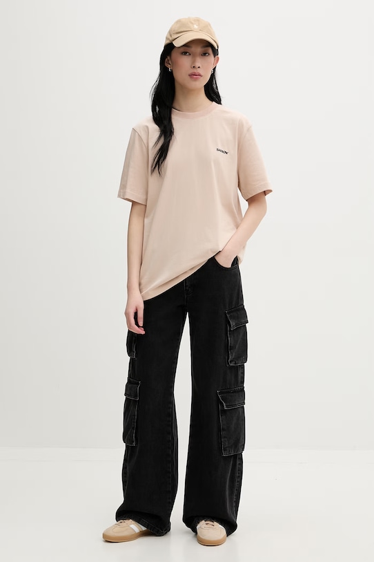 Barrow T-shirt bawełniany S6BWUATH010 beżowy SS26