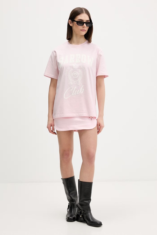 Barrow t-shirt damski bawełniany S6BWUATH019 różowy SS26