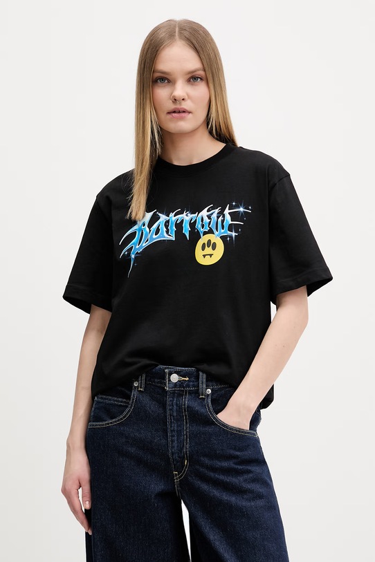 Barrow t-shirt bawełniany nadruk czarny S6BWUATH025