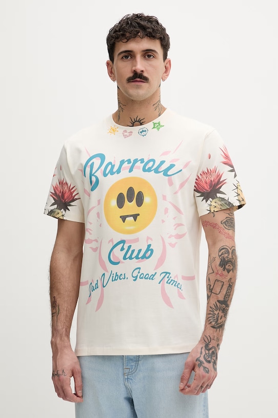 Barrow t-shirt bawełniany beżowy S6BWUATH069