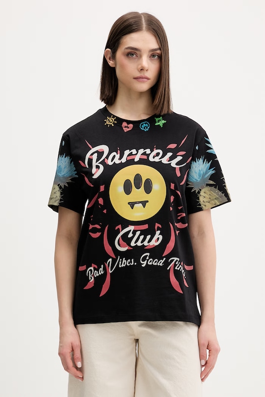 Barrow t-shirt bawełniany czarny S6BWUATH069