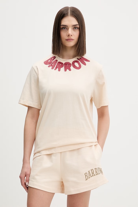 Barrow t-shirt bawełniany beżowy S6BWUATH071